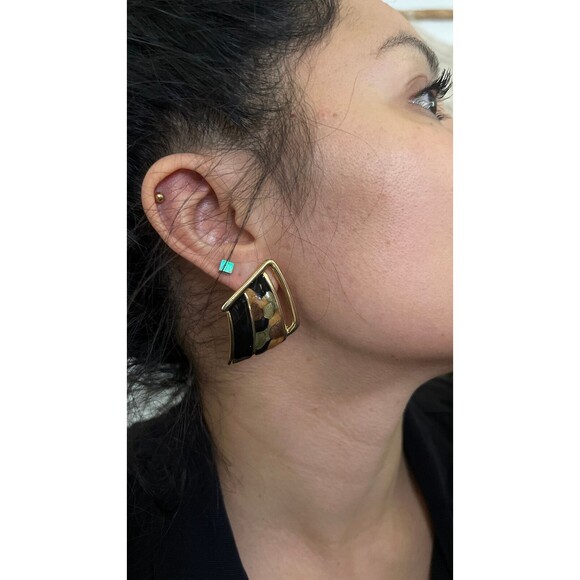 vtg 80s 90s pierced statement‎ earrings geometric colorful resin minimalist glam - Picture 4 of 5